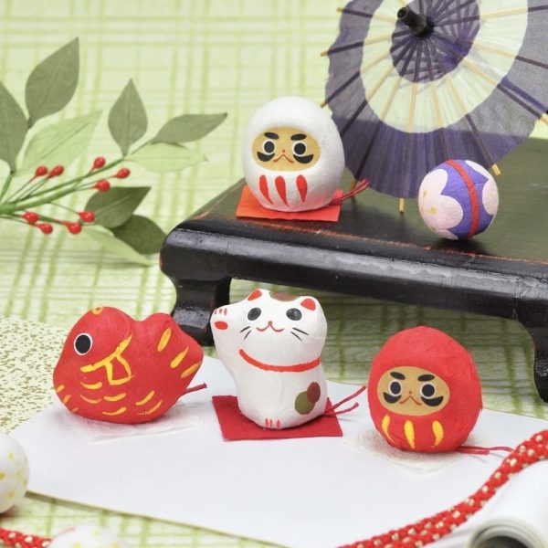 Flowering Omikuji (Beckoning cat, Red/White Daruma/Koi)