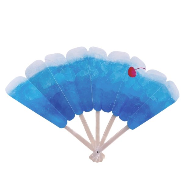Plastic Cream Soda Folding Sensu Fan Blue